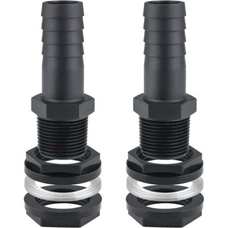 2PCS Trop Plein Cuve, 25mm Passe Paroi Cuve raccord Male Leakproof Hose pour Citernes Raccord Récupérateur eau de Pluie de Pluie Passages Mit Joints