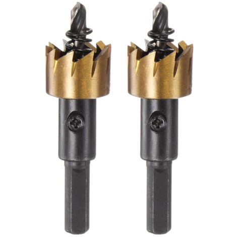 2pcs Trou Scies 19.5mm (49/64") M35 HSS (Haute Vitesse Acier) Titane Revêtu Perceuse Morceaux Coupeurs Ouvreurs pour Inox Acier Aluminium Alliage Métal Bois Plastique