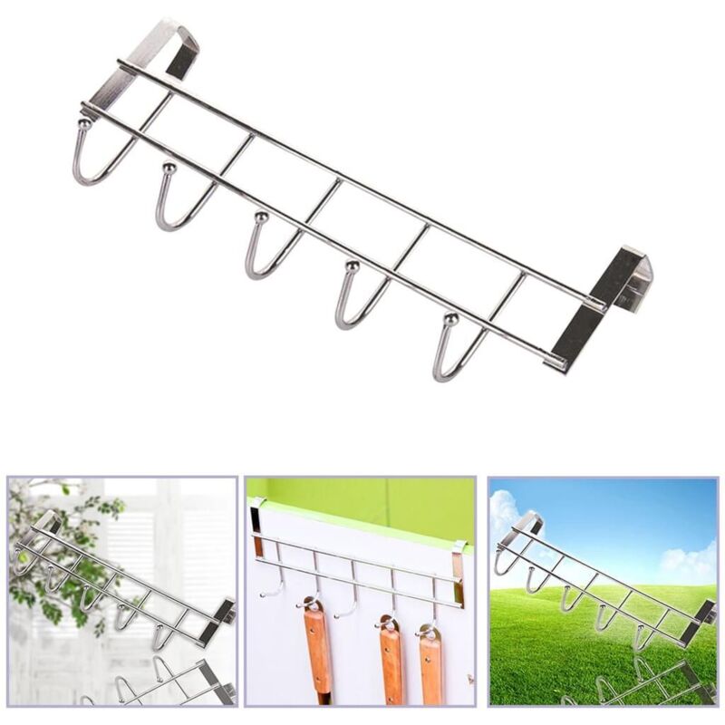2pcs Türgarderobe acier Inoxydable 304 barre à crochets Amovibles Türhaken acier Inoxydable Türhänger pour la Porte Sans Perçage Portemanteau