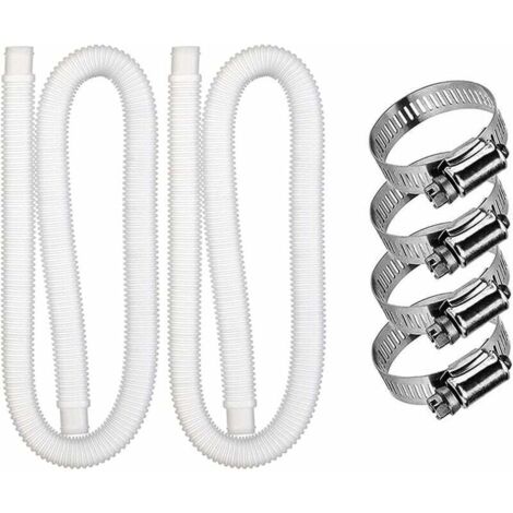 2pcs Tuyau De Remplacement pour Piscine, Accessoires De Tuyau De Pompe À Filtre avec 4 Clips Métalliques, Tuyau De Piscine Long De 59 Po pour Pompe Intex  607 637, Accessoires De Piscine