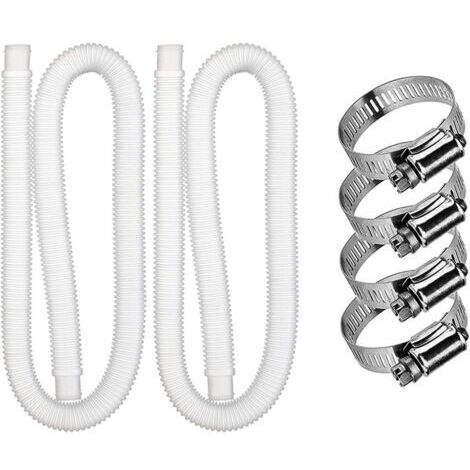 2pcs Tuyau De Remplacement pour Piscine, Accessoires De Tuyau De Pompe À Filtre avec 4 Clips Métalliques, Tuyau De Piscine Long De 59 Po pour Pompe Intex  607 637, Accessoires De Piscine