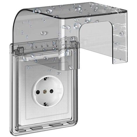 2pcs Type 86 Cache Prise Etanche Electrique Murale, Prise Electrique de Courant Etanche, Autocollant Prise Couvercle Interrupteur