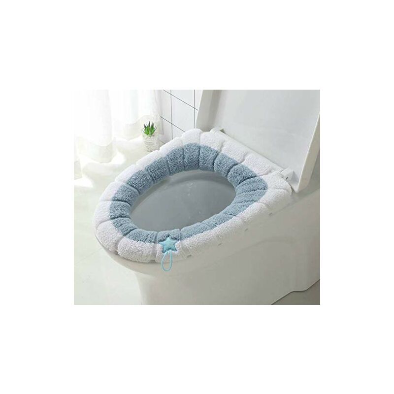 2pcs Universal Home Waterproof Hanging Buckle Toilet Seat Cushion Soft and Warm Washable Toilet Seat Cover Cushions