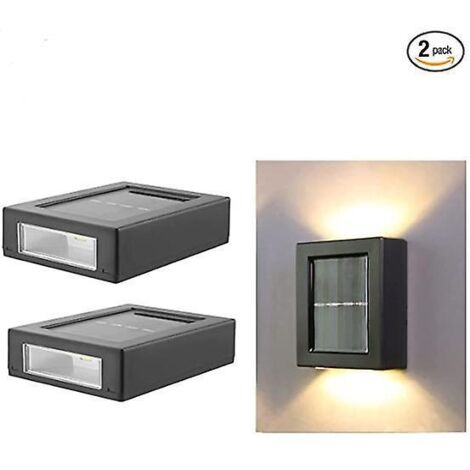 [2pcs] Veilleuse Solaire Extrieur Jardin Applique Murale Lumire Blanche Chaude