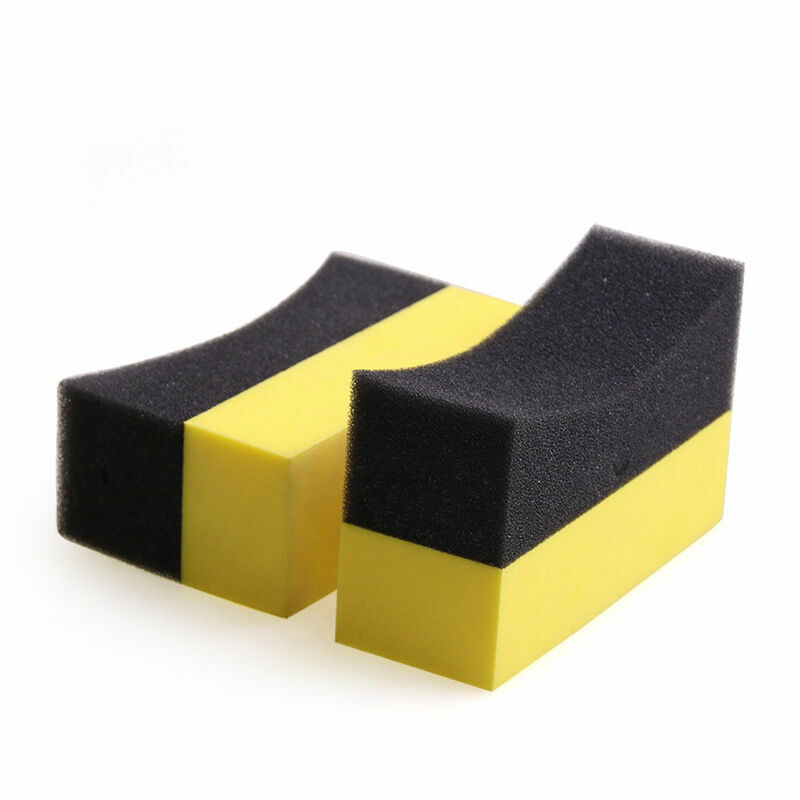 2pcs Véhicule Voiture Pneu Professionnel Brillant pneus Tampon applicateur éponge Mousse incurvée S'arêern