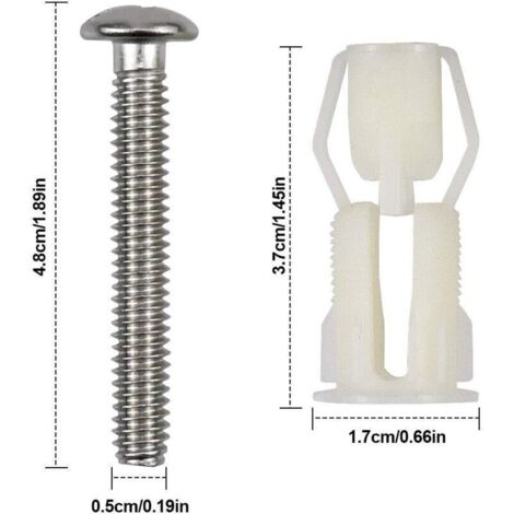 2pcs Vis D'expansion pour Couvercle de Toilette Fixation Abattant WC Vis pour Lunette Toilette Ensemble de Fixation Pièces de Rechange pour Couvercle de Toilette