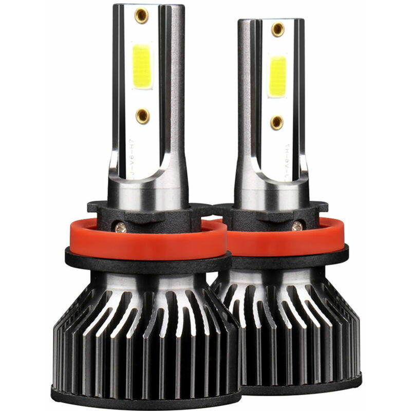 2pcs voiture LED ampoules de phare LED lampe de conduite Kit de conversion tout-en-un H8 H9 H11 50W IP68 etanche, modele: noir