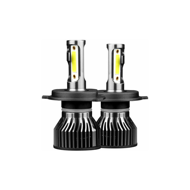 LOY - 2pcs voiture led phares ampoules led lampe de conduite Kit de conversion tout-en-un H4 HB2 9003 50W IP68 étanche, modèle: noir