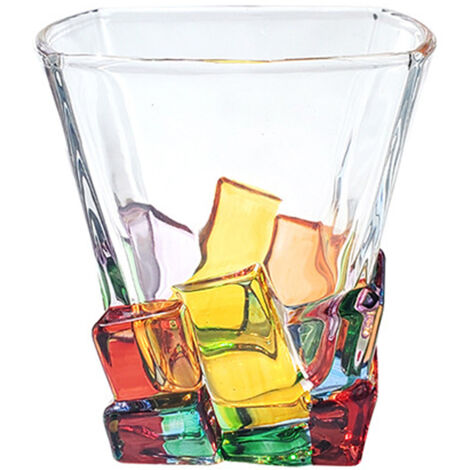 2PCS Whiskey Glass Multicolor 320ml Short Drinking Glass for Home