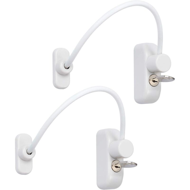 Tinor - 2pcs Window Door Restrictor Sliding Door Lock Baby Child Safety Security Lock Cable Catch Wires with Stainless Steel Key for Garage Closet