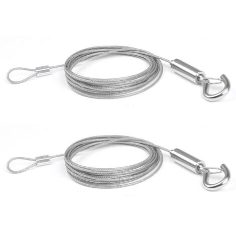 2Pcs x 2M en Câble de Acier Inoxydable Bet Crochet Corde pour Vêtements/Lumières/Photos Max Stand 30KG