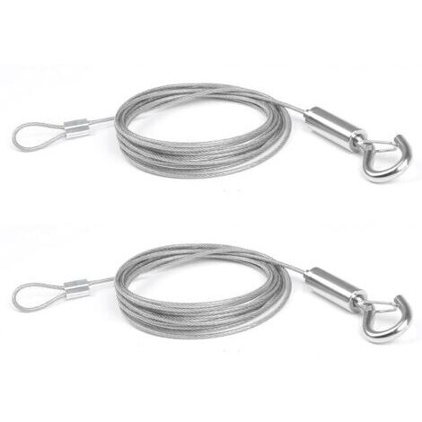 2Pcs x 2M en Câble de Acier Inoxydable Bet Crochet Corde pour Vêtements/Lumières/Photos Max Stand 30KG