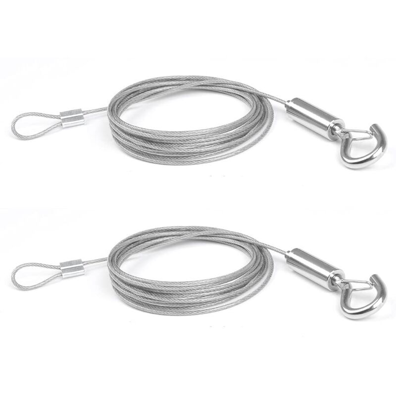 Aougo - 2Pcs x 2M en Câble de Acier Inoxydable Bet Crochet Corde pour Vêtements/Lumières/Photos Max Stand 30KG