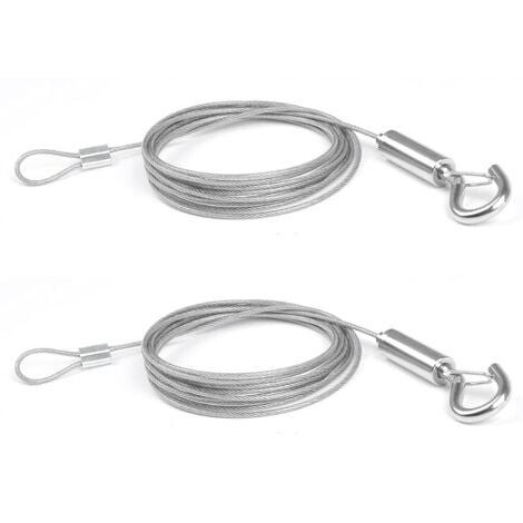 2pcs x 2m stainless steel cable, hook rope for clothes/lights/photos, max. 30kg