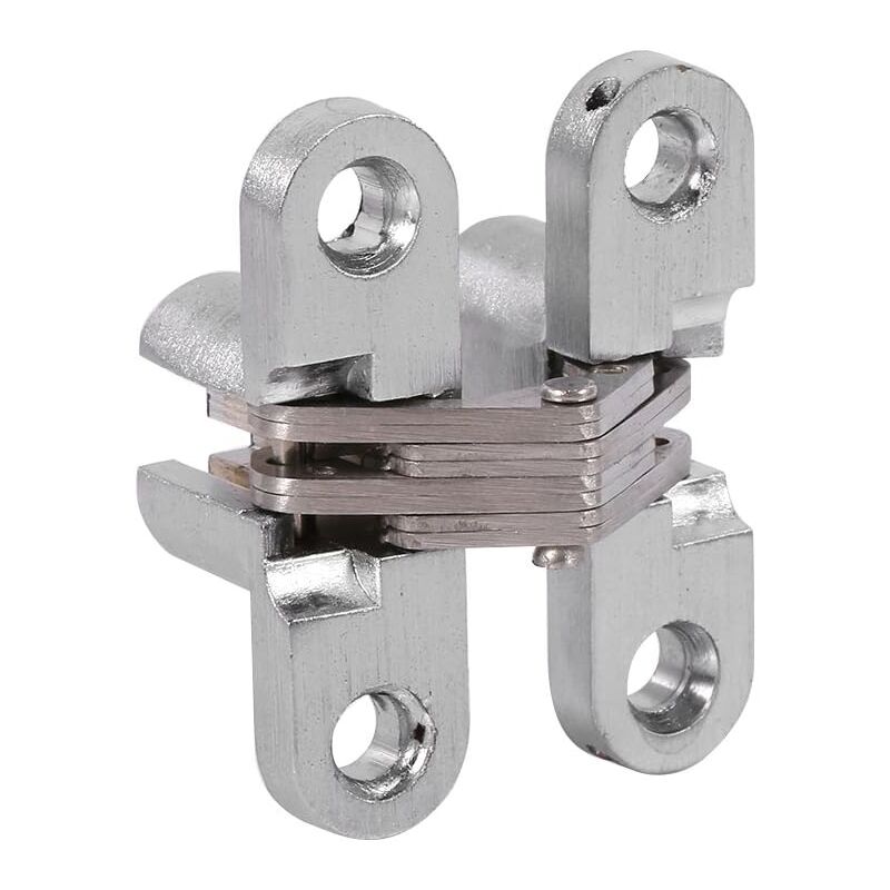 Memkey - 2pcs Zinc Alloy Concealed Hinge Invisible Folding Door Concealed Cross Hidden Hinges for Furniture Hardware Folding Door 43.7mm