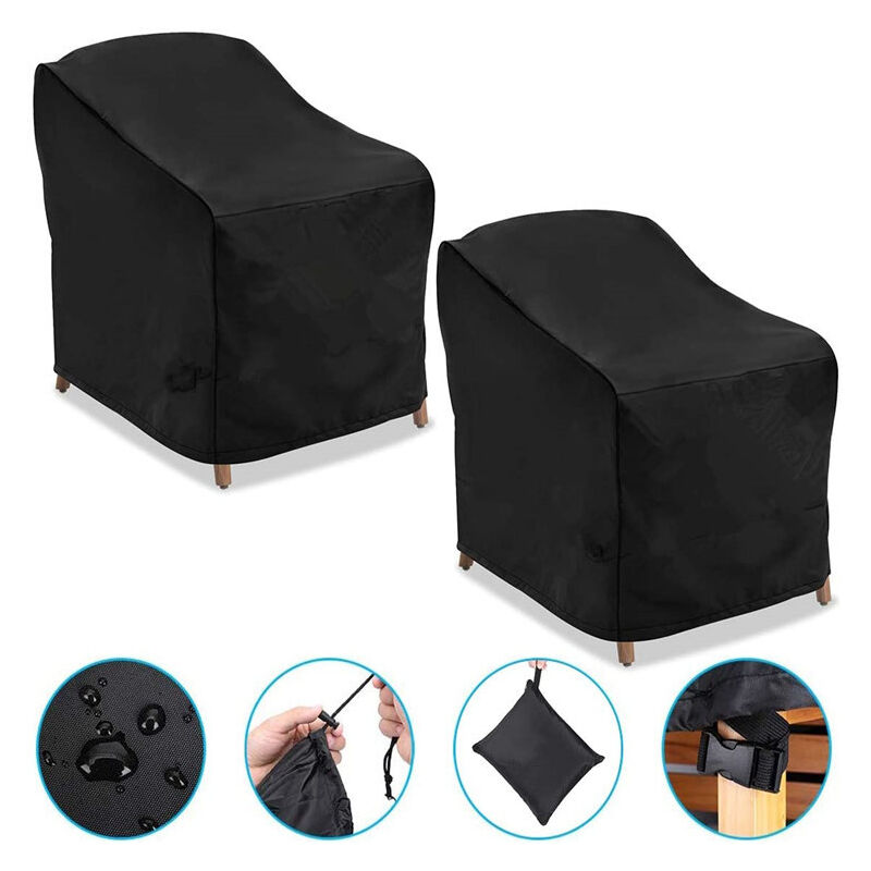 2pcs)Housse Fauteuil Jardin Extérieur à Assise Profonde 210D Imperméable Couverture,97 x 79 x 74 cm