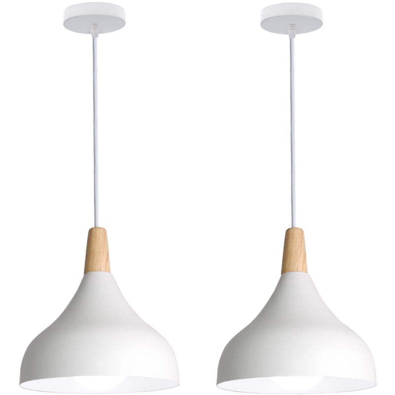Norcks - 2PCS)Lampe à Suspension Moderne Plafonnier D'Intérieur Lustre Minimaliste Abat-Jour En Métal, Blanc Pour Chambre à Coucher, Cuisine, Bureau,