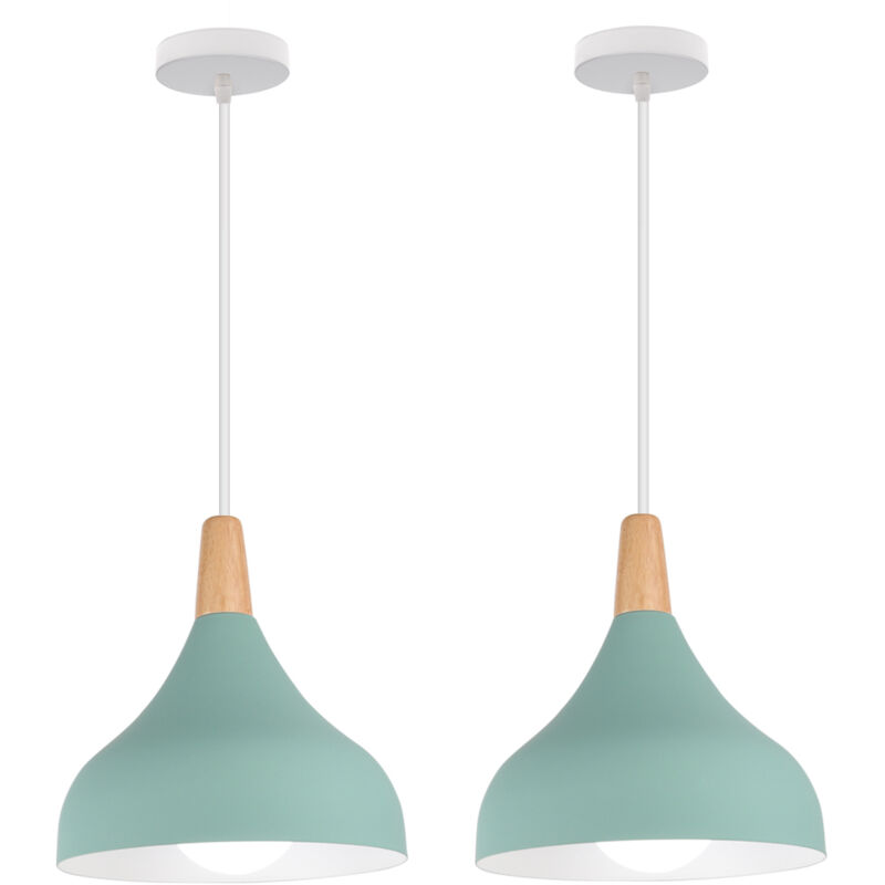 Norcks - 2PCS)Lampe à Suspension Moderne Plafonnier D'Intérieur Lustre Minimaliste Abat-Jour En Métal, Vert Pour Chambre à Coucher, Cuisine, Bureau,