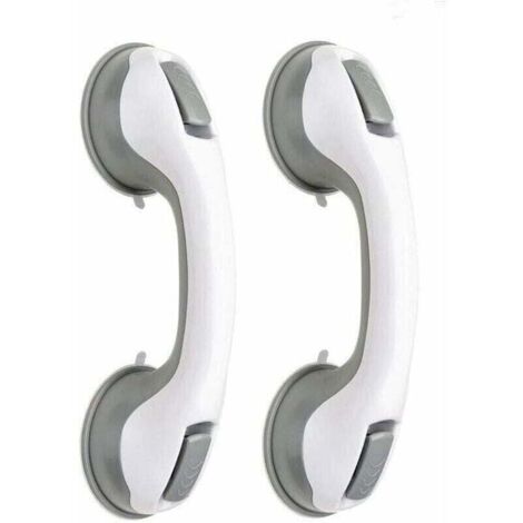 (2pcs)Poignée baignoire de sécurité/Poignée/ventouse de douche pour salle de bain + WC (Gris)