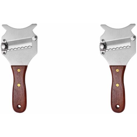 2PCSTrancheur de Truffes avec Lame Réglable et Poignée en Bois,Rasoir à Truffe Professionnelle Râpe à Fromage,Trancheuse à Truffe en Acier Inoxydable,Coupe-Truffe pour Champignons,Fromage,Chocolat,Ail