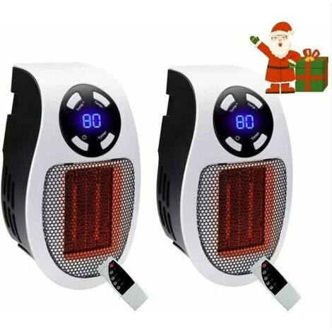 2pi¨¨ces 500 Watts Chauffage Soufflant Ceramique Mini Chauffage Soufflant Chauffage Dappoint ¨¦Conomique Portable Chauffage sur Prise avec Thermostat et Minuterie, pour Bureau, Chambre, Salon £¨blanche-avec t¨¦l¨¦commande£©