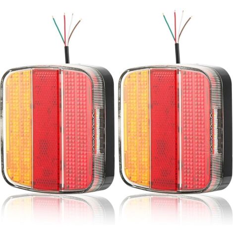 2pièce Feux Arrière de Remorque Led 12/24V 5Fonctions Feu Arrière pour Remorque Camion Tracteur Etanche CE R10