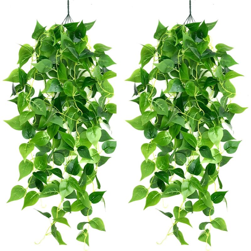 2pièce Plantes Suspendues Artificielles, Simulation de Plantes Suspendue 100cm Plante Artificielle Exterieur Lierre pour Mariage Jardin Balcon