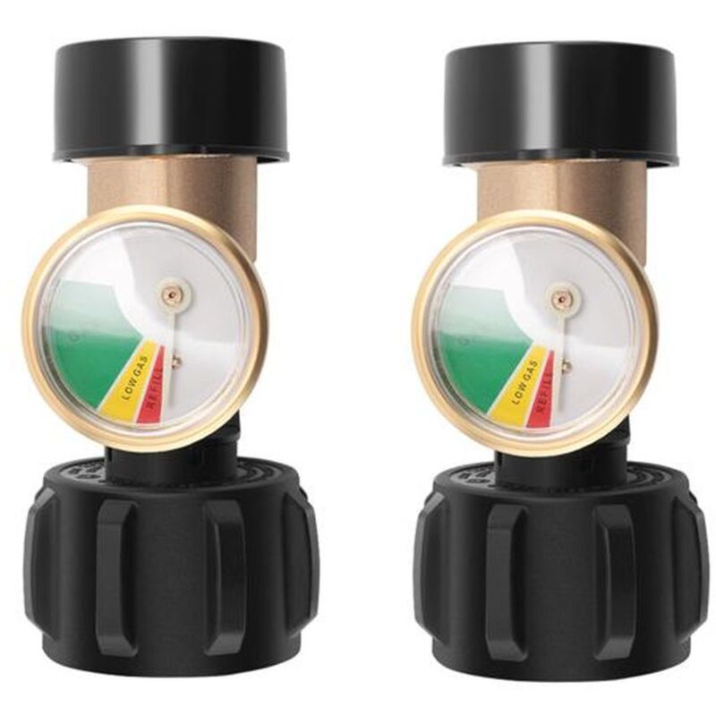 2PièCes Indicateur de Niveau de Jauge de RéServoir de Propane RV Compteur de Pression de Gaz avec Connexion de Type 1, DéTecteur de