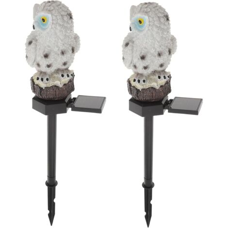 2pièces Lampe Led Solaire Résine Forme Hibou Avec Piquet Lampe Solaire Pour