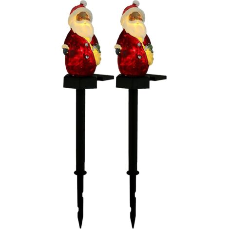 2pièces Lampe Solaire de Jardin Décorative Père Noël Lot Piquer pour