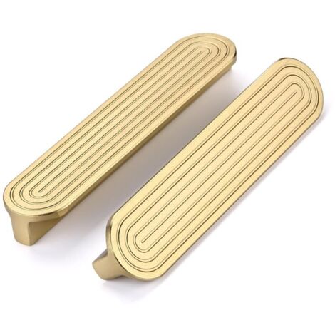 2Pièces Poignee de Meuble Cuisine Laiton brossé 128mm Alliage de aluminium Or Poignées Meubles, poignée de porte meuble laiton