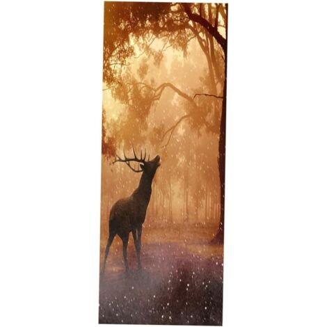 2pièces Stickers De Porte Motif Élan Fresque Murale Soi - même Autocollants