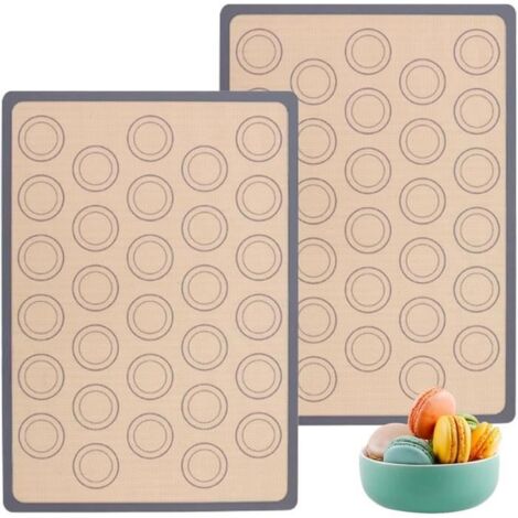 2Pièces Tapis de Cuisson pour Macarons,Tapis de Cuisson en Silicone Réutilisable pour Macarons,Rectangulaire Silicone Tapis