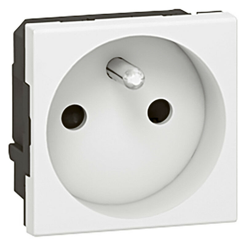 Legrand - Prise de courant 2P+T spécial repiquage et 4mm2 Mosaic 2 modules avec connexion par bornes à vis blanc (077113)