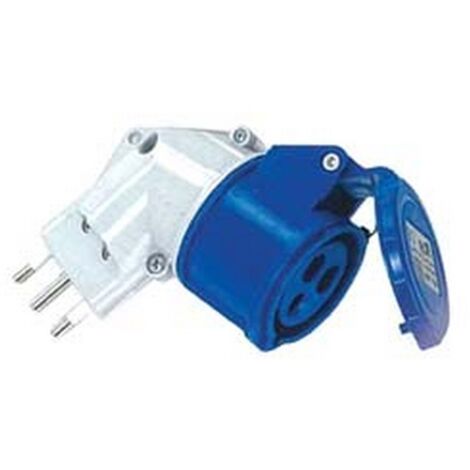 2PZ ADATTATORE INDUSTRIALE CON SPINA 16A E PRESA CEE IP44 - 16A colore blu