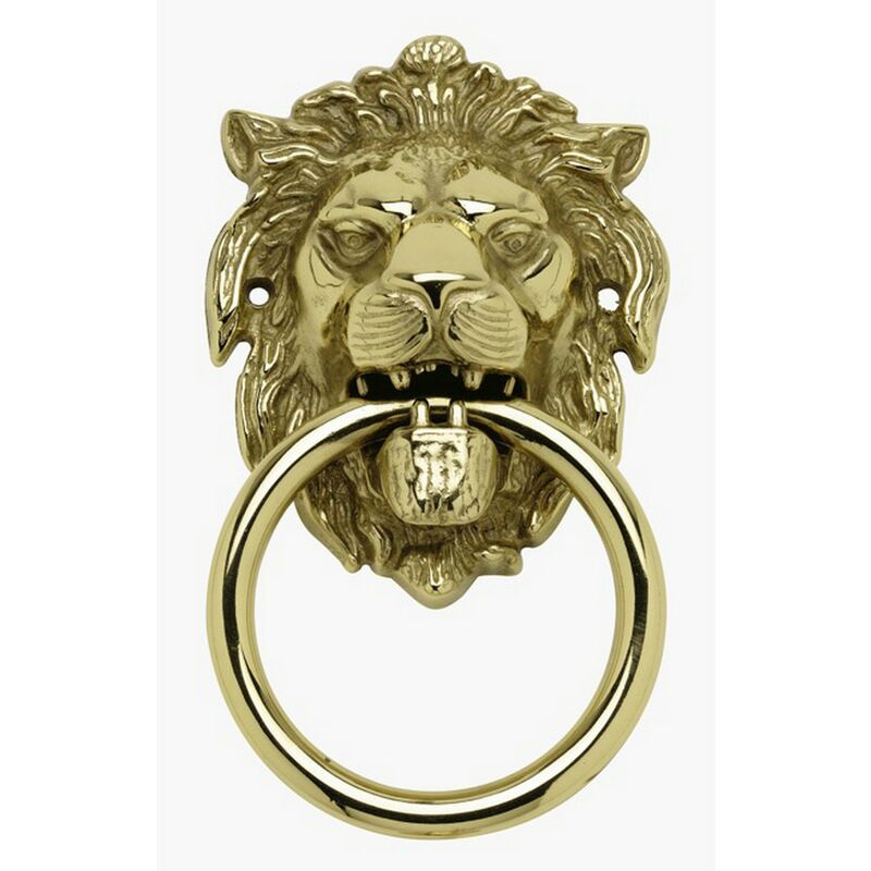 Image of 2PZ battente leone con anello ottone anticato MM.155