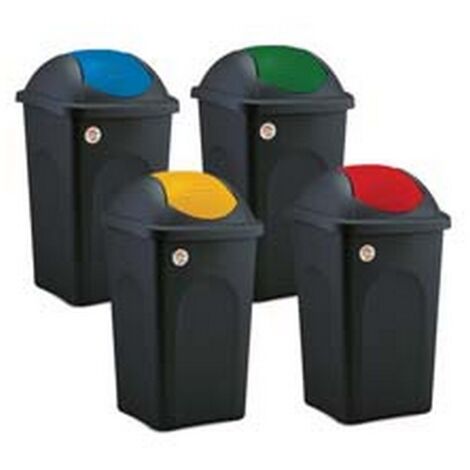 2PZ BIDONE "MULTIPAT" CON BASCULA LT.60 - cm.39x39x68h. - nero/giallo