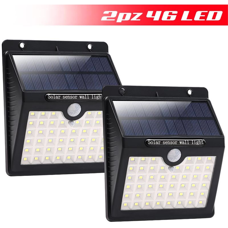 2pz Lampada Faro LED Solare Faretto con Sensore Movimento ...