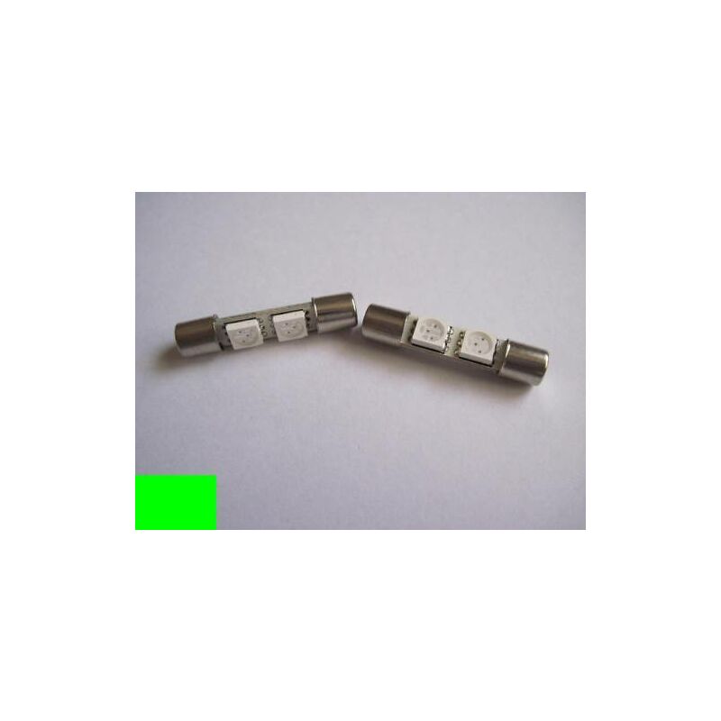 2pz lampadine 2 led micro siluro 28mm 6mm verde