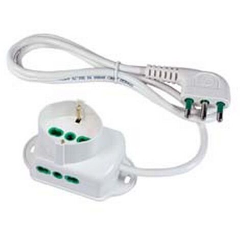 2PZ MULTIPRESA 2 POSTI BIPASSO LATERALI + 1 SCHUKO - bianca 42105