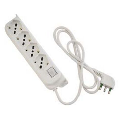 2PZ MULTIPRESA 4 POSTI BIPASSO + SCHUKO INTERRUTTORE "LINEA RETAIL" bianca