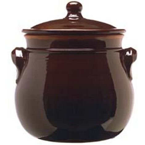 2PZ pentola bombata in terracotta brunella con coperchio - cm.20