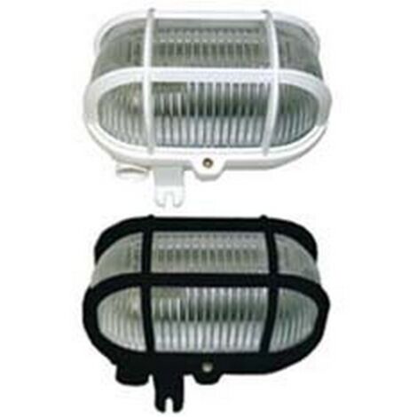 2PZ PLAFONIERA OVALE CON GABBIA - max 40w IP44 - mm.185x107x105h. colore nero