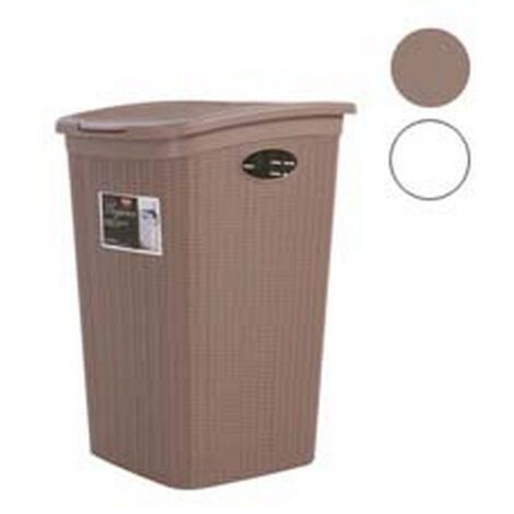 2PZ PORTABIANCHERIA ELEGANCE POLIPROPILENE LT.50 cm38x37x54,5h. bianco