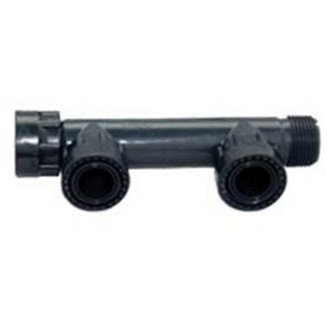 2PZ RACCORDI MANIFOLD PVC CON ORING - 2 uscite con ghiera 1"