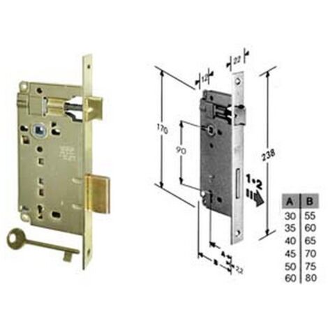 2PZ SERRATURA BUSSOLA INFILARE BORDO QUADRO OTTONATO mm30 bordo acc.ottonato