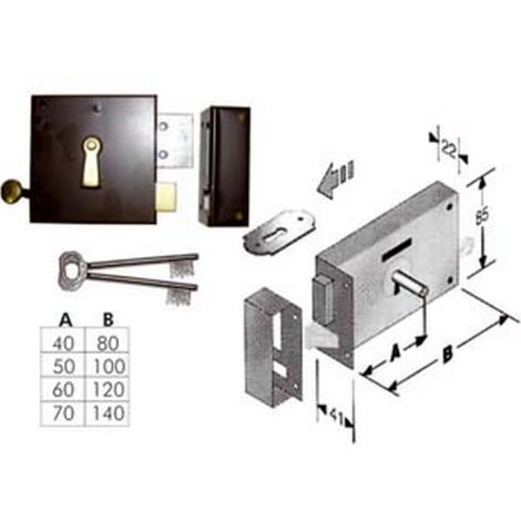 2PZ SERRATURA DA APPLICARE PER CANTINE 175 - entrata mm.60, lunghezza mm.120 DX