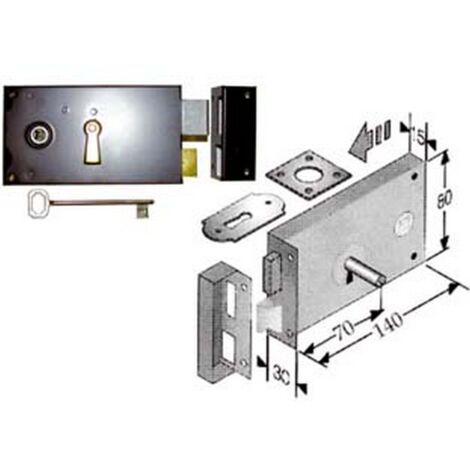 2PZ SERRATURA DA APPLICARE PER CANTINE 187 - entrata mm.70 lunghezza mm.140 DX