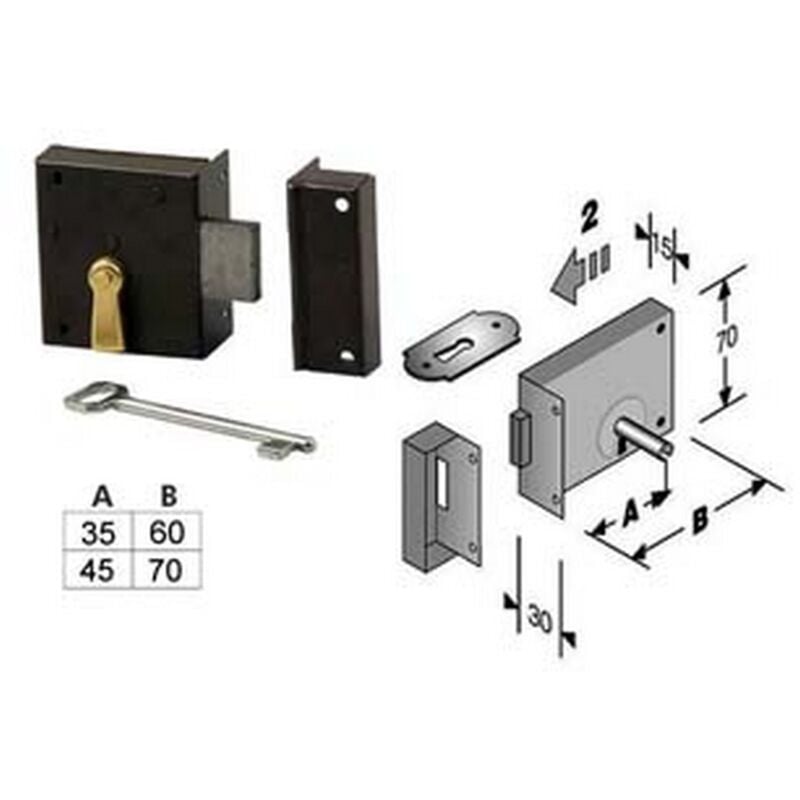 2PZ serratura da applicare per cantine 188