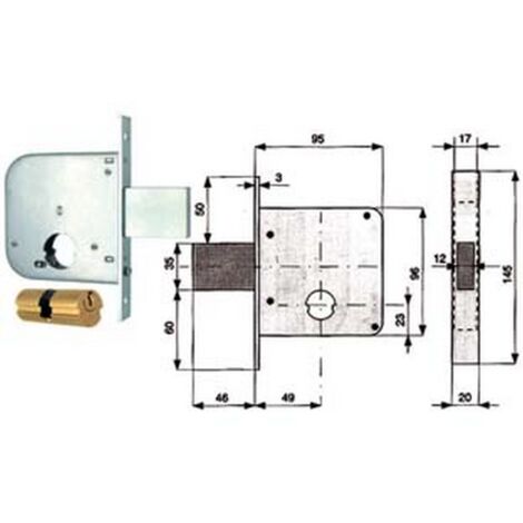 2PZ SERRATURA DA INFILARE PER CANCELLI SOLO CATENACCIO 136 - mm.50 (136 50 0)